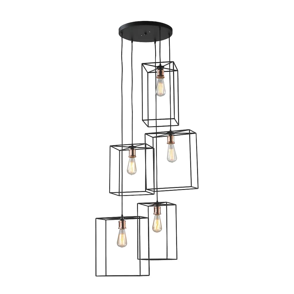 Box 21-inch Wide 5-Light Pendant in Oil Rubbed Bronze - 21in W x 19in D x 63in H