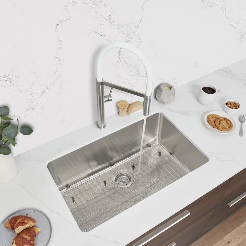 Stylish Dual Mount 30" Stainless Steel Single-Bowl Kitchen Sink S-411 - 30" x 18" x 9"
