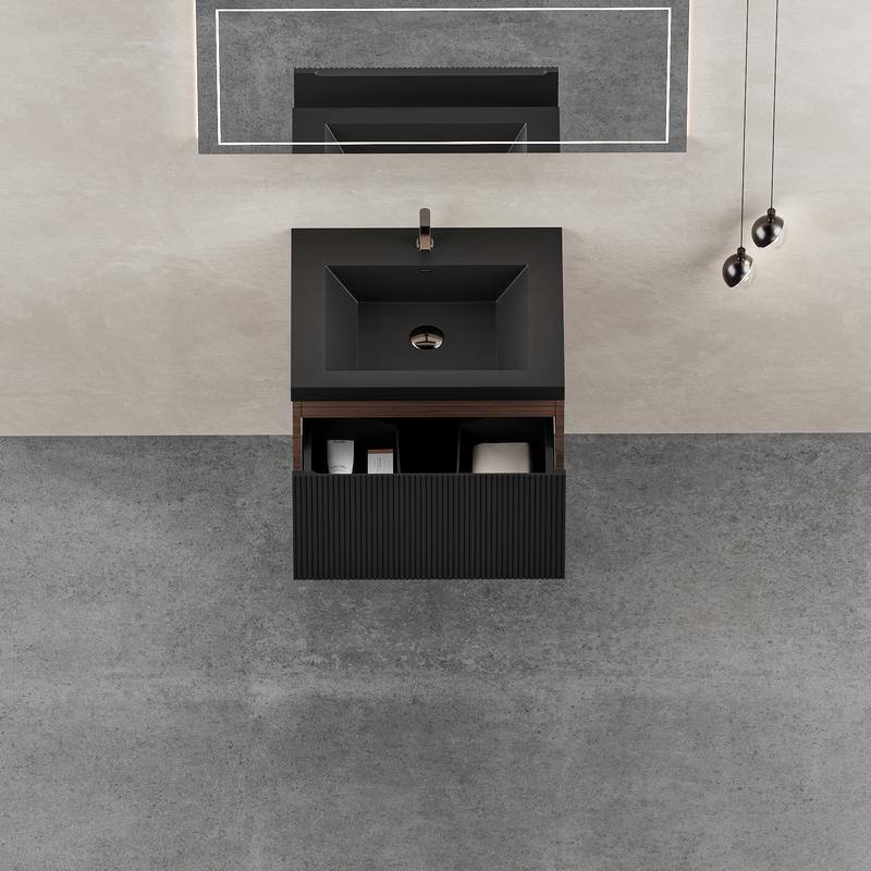 ABRUZZO Floating Vanity with Integrated Top Sink Soft-Close Wall-Mount Bathroom Cabinet