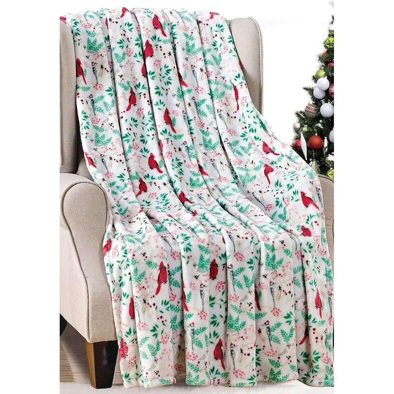 Décor&More Summertime Nature Microplush Throw Blanket (50" x 60") - Cardinals - Throw