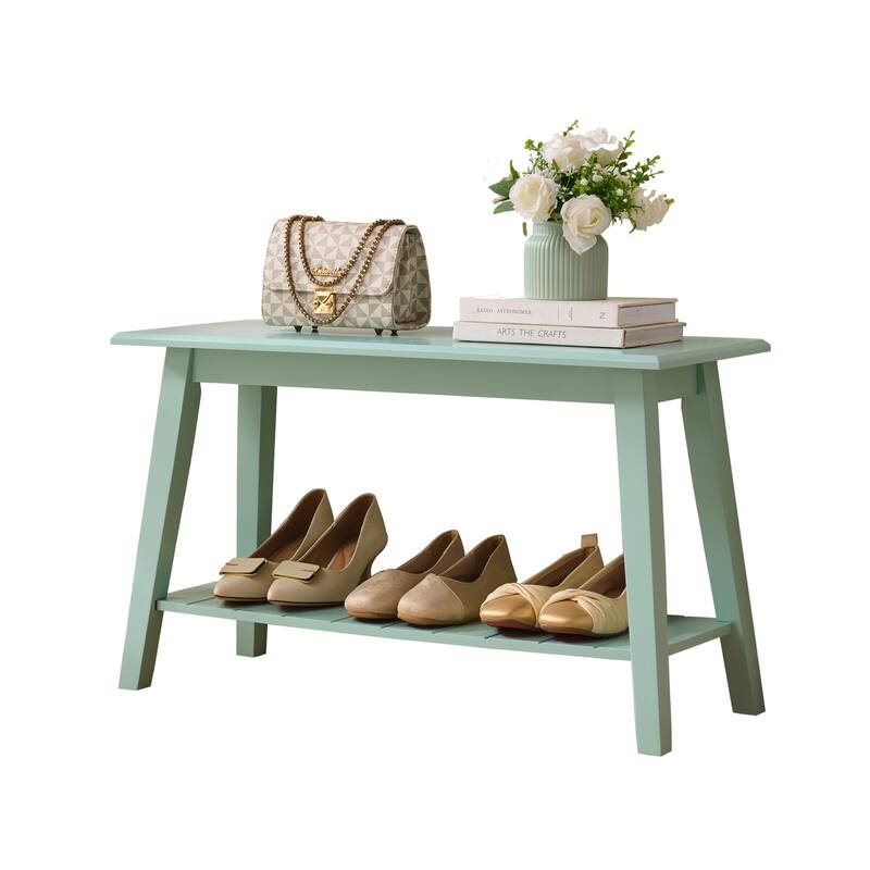 Wood Bench with Storage Shelf, Black