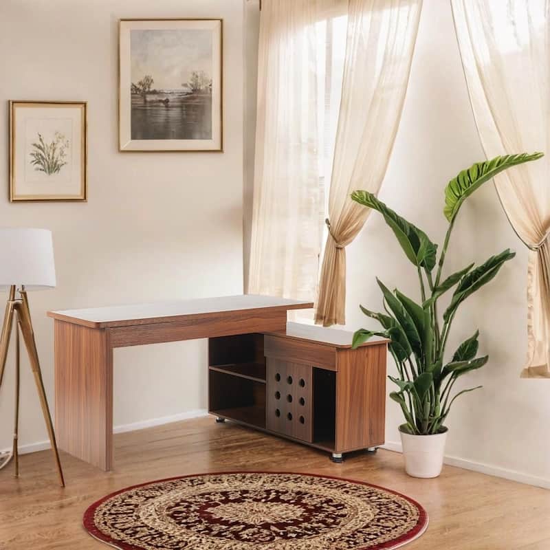 55.1''L, Home Office L-Shaped Versatile Desk Height Adjustable Extendable Desk with Storage Drawers and Cabinet