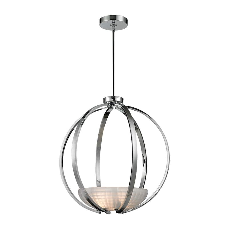Sculptive 20-inch Wide 3-Light Pendant in Polished Chrome - 20in W x 20in D x 20in H - Silver