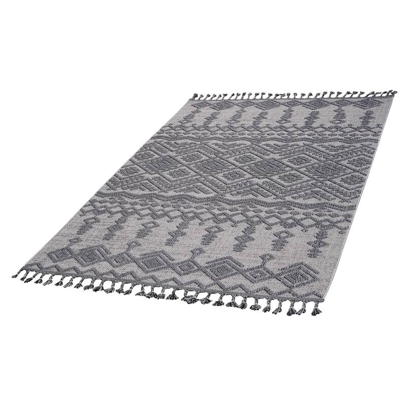 LOOM & LUXE Collection White/Gray/Traditional Indoor/Outdoor Area Rug