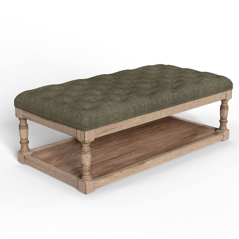 Tubbs 48-inch Tufted Cocktail Shelved Ottoman