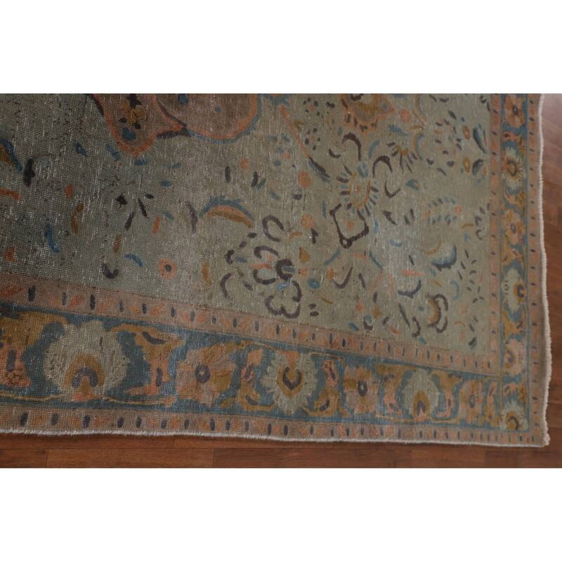 Distressed Over-Dyed Tabriz Antique Area Rug Handmade Wool Carpet - 6'3"x 9'11"