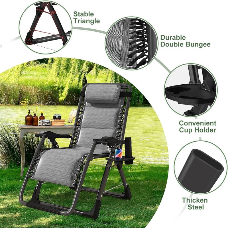 DoCred Zero Gravity Chair, Folding Lawn Chaise Recliner Lounge Chair