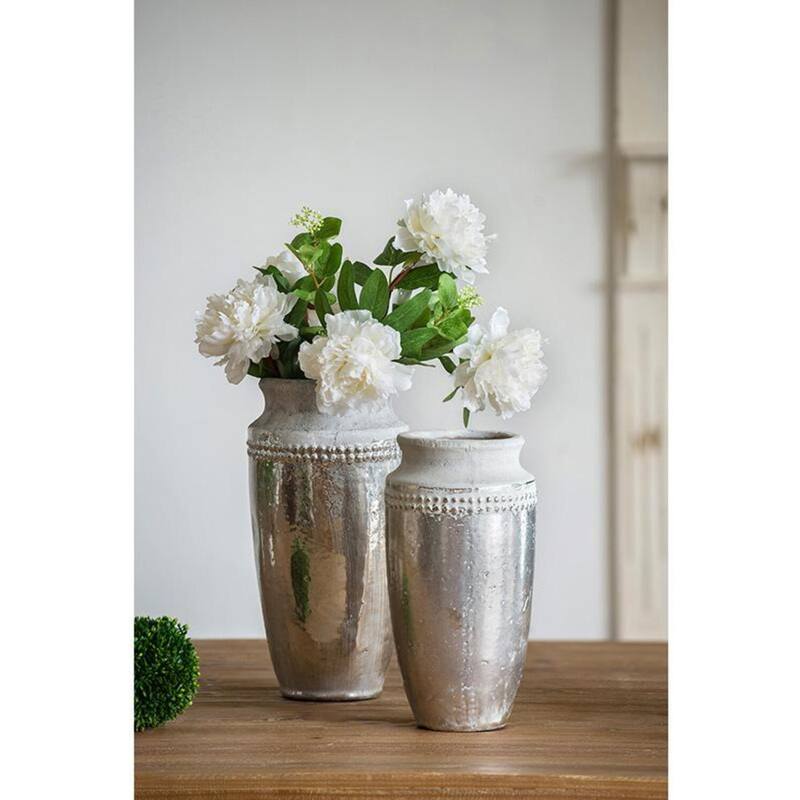 A&B Home Silver and Brown Ceramic Vase