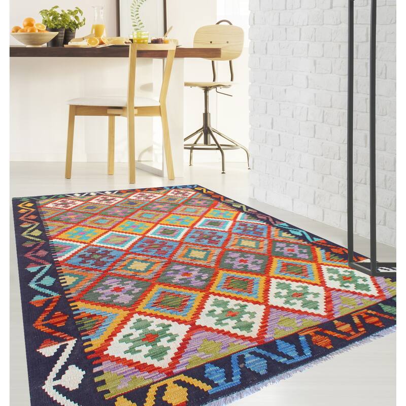Flatweave Parto Red/Black Rug - 4'2" x 6'2"