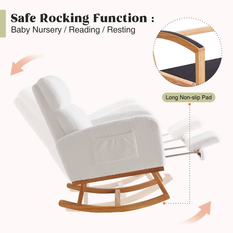 HOMYKA Rocking Chair for Nursery with Footrest