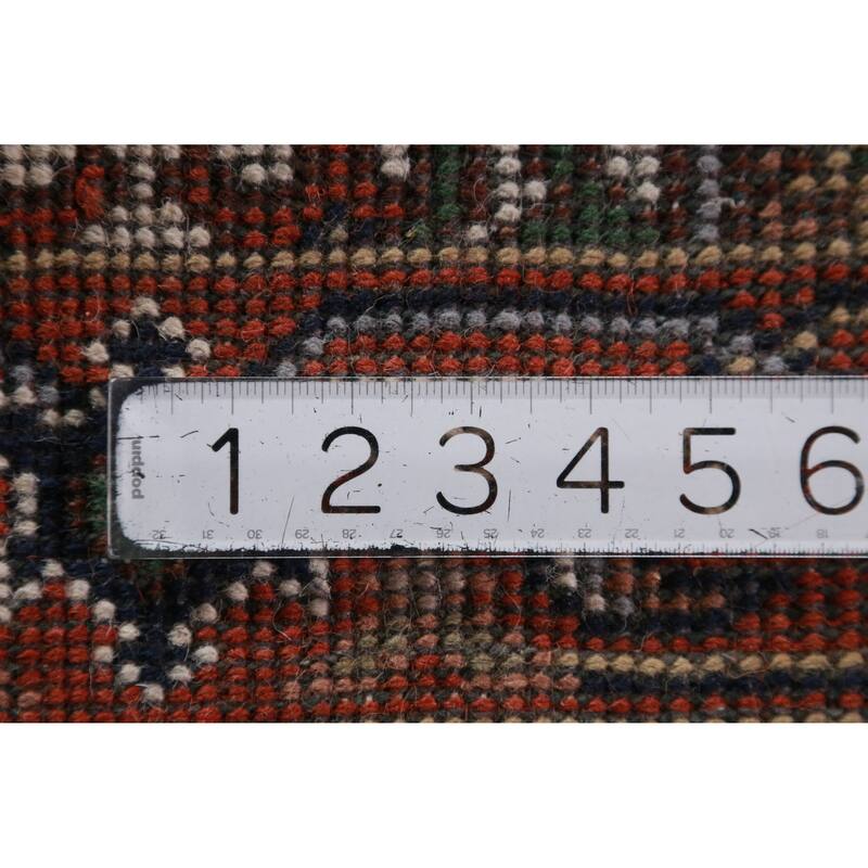 Hand Knotted Oriental 100% Wool Carpet Traditional Medallion Navy Blue & Blues Heriz (serapi) Area Rug - 3' 0'' X 2' 0''