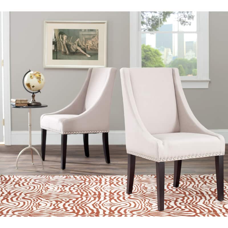 SAFAVIEH Toccara Dining Sloping Arm Chairs Cream Dining Chair (Set of 2) - 23.6" x 25.8" x 38.6" - 24Wx26Dx39H - Rustic Black
