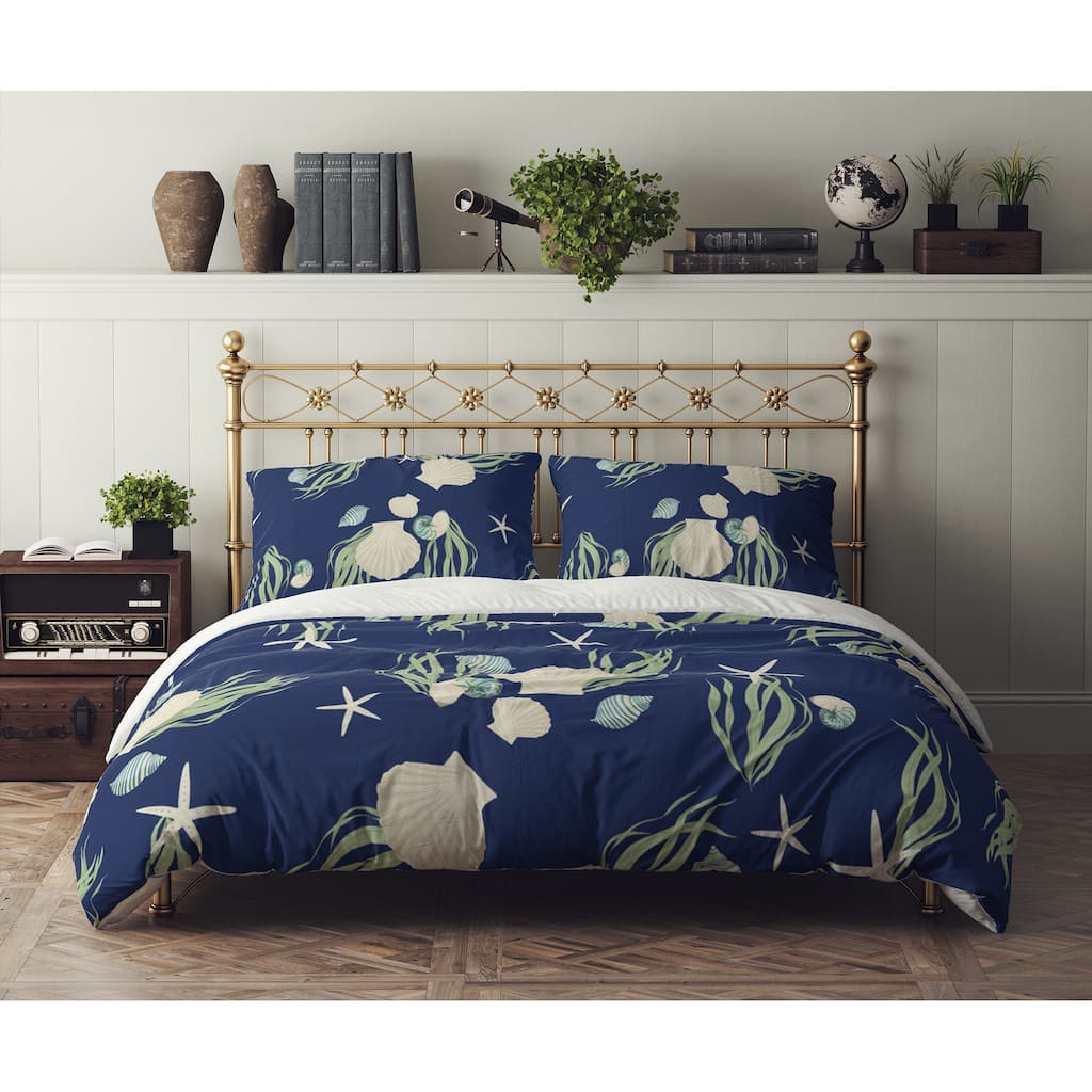 SCALLOP SHELL NAVY Comforter Set By Kavka Designs