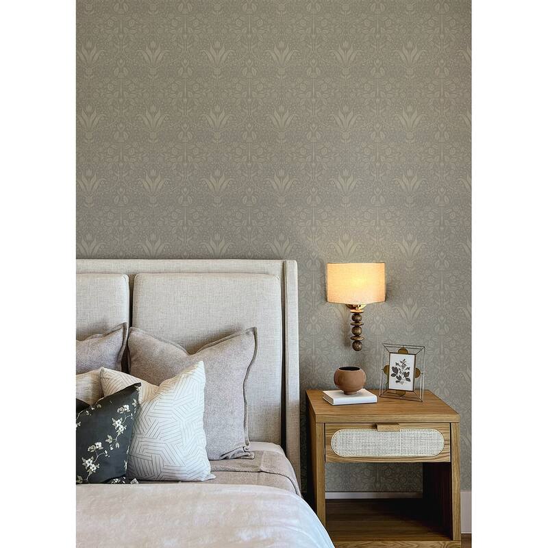 A-Street Prints Mara Grey Tulip Ogee Wallpaper