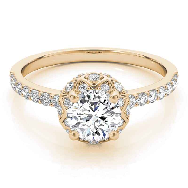 Auriya 14k Yellow Gold Lab Grown Round Diamond Halo Engagement Ring 0.50 to 5.00 ct. tw. (F-G VS)