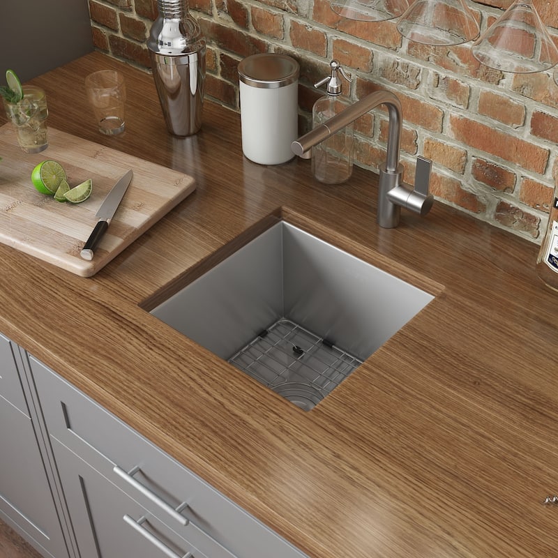 Ruvati 13 x 15 inch Undermount 16 Gauge Zero Raduis Bar Prep Kitchen Sink Stainless Steel Single Bowl -
