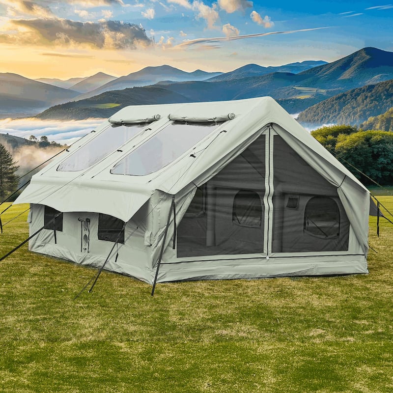 EROMMY Inflatable Tent with Chimney Opening, 8-10 Person Air Glamping Tent