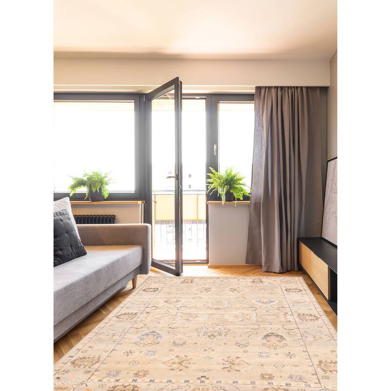 ECARPETGALLERY Hand-knotted Jules Serapi Light Khaki Wool Rug - 9'0 x 12'0