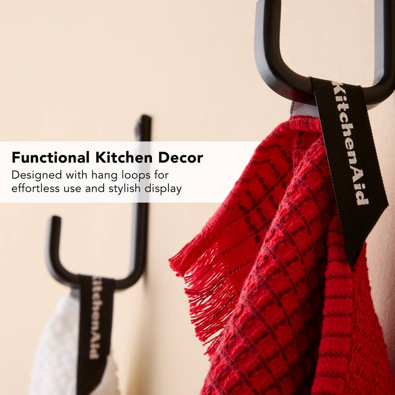 KITCHENAID Gourmet Series Gridlines Kitchen Towels 3-Pack Set, 100% Cotton Absorbent - 18"x28"