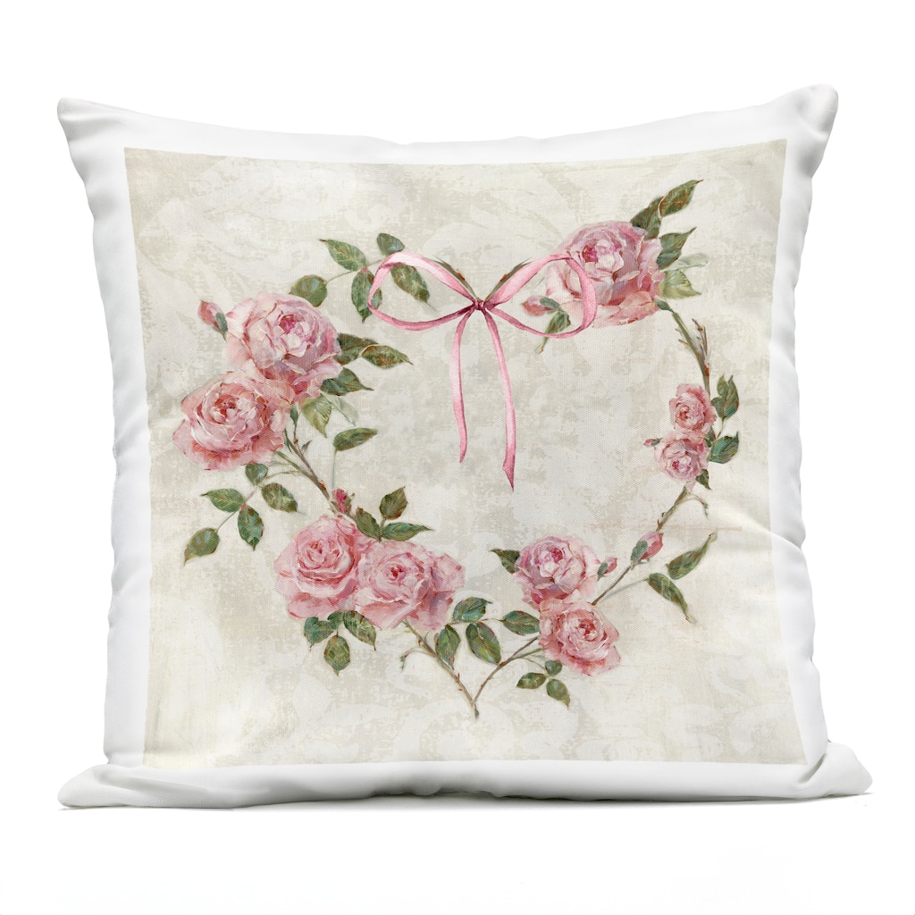 Stupell Rose Heart Wreath Printed Outdoor Throw Pillow Design by Sally Swatland
