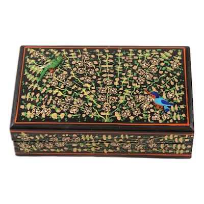 Novica Handmade Sing-Song In Black Decorative Papier Mache Box