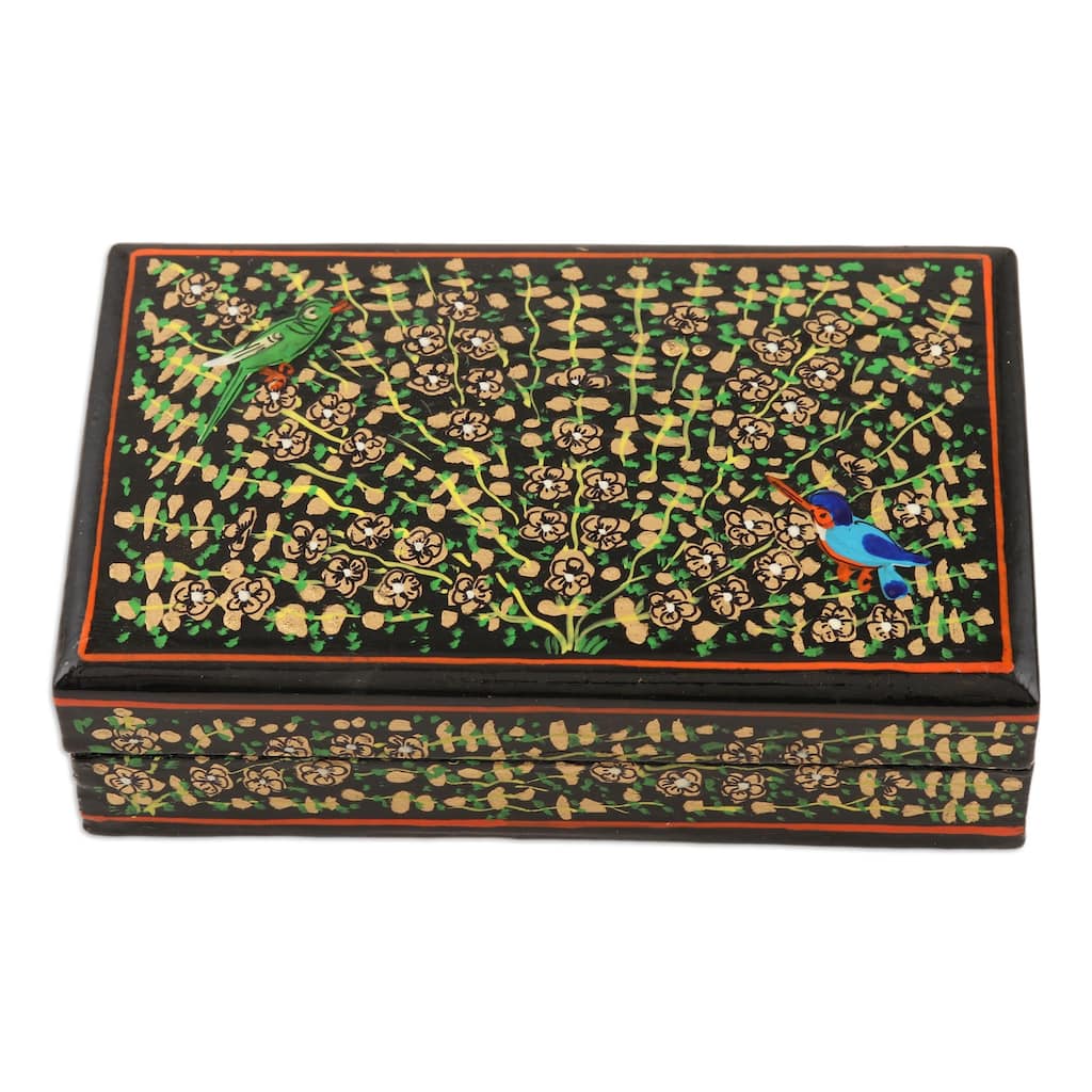 Novica Handmade Sing-Song In Black Decorative Papier Mache Box