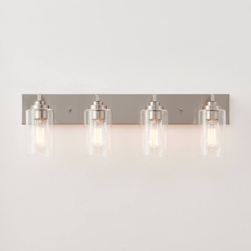 KAWOTI 28.4" 4-Light Bathroom Vanity Light with Clear Glass Shade