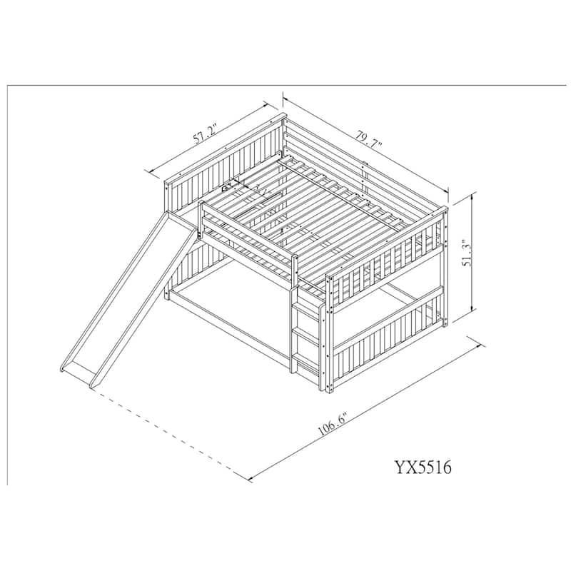 Full over Full Bunk Bed with Slide and Ladder