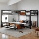 preview thumbnail 2 of 12, Black Modern L-shaped Metal Twin & Full Size Bunk Beds