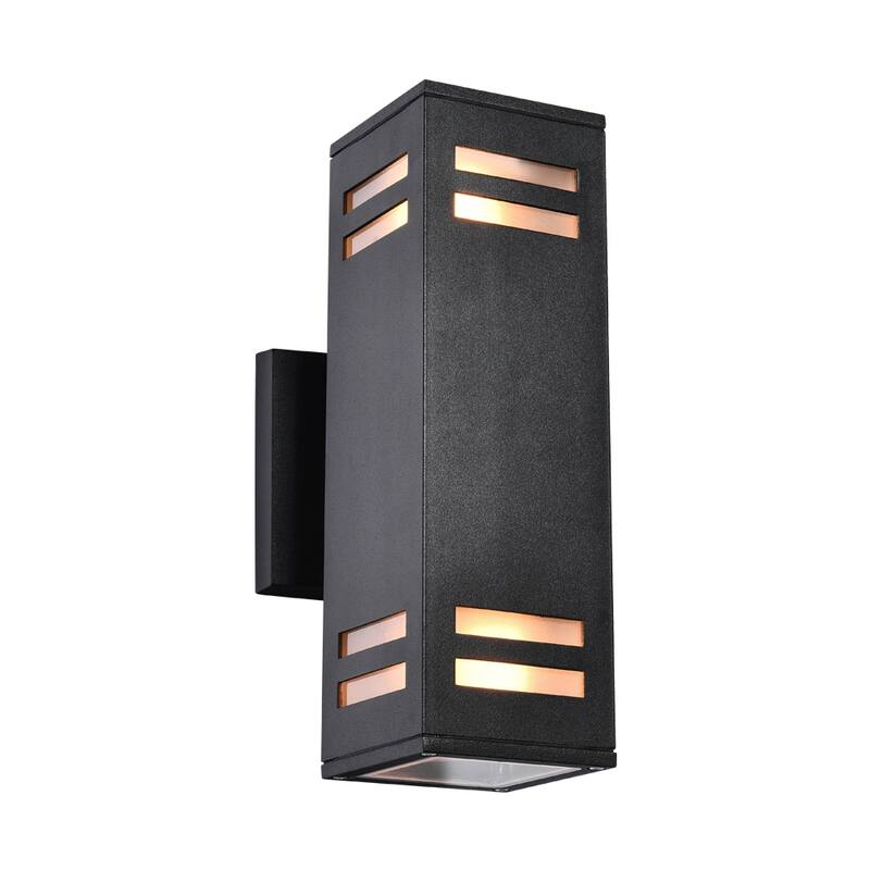 Modern Black Wall Sconces Set of Two Industrial Rectangular Porch Light IP54 Waterproof Outdoor Wall Light