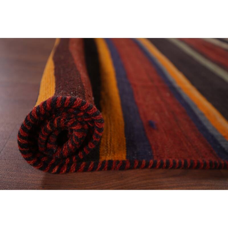 Striped Kilim Persian Area Rug Hand-Woven Wool Carpet - 5'9"x 8'8"