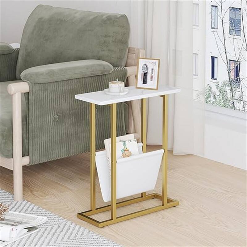 Small Narrow Side Table - White