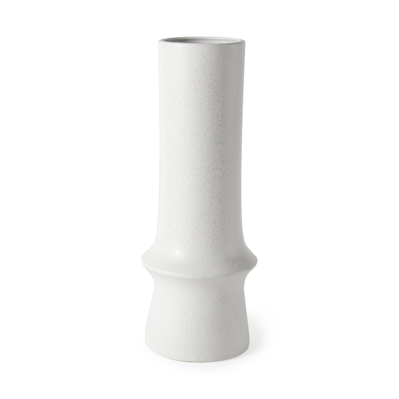 White Contempo Deco Ceramic Vase - 7" W x 17" H x 7" D