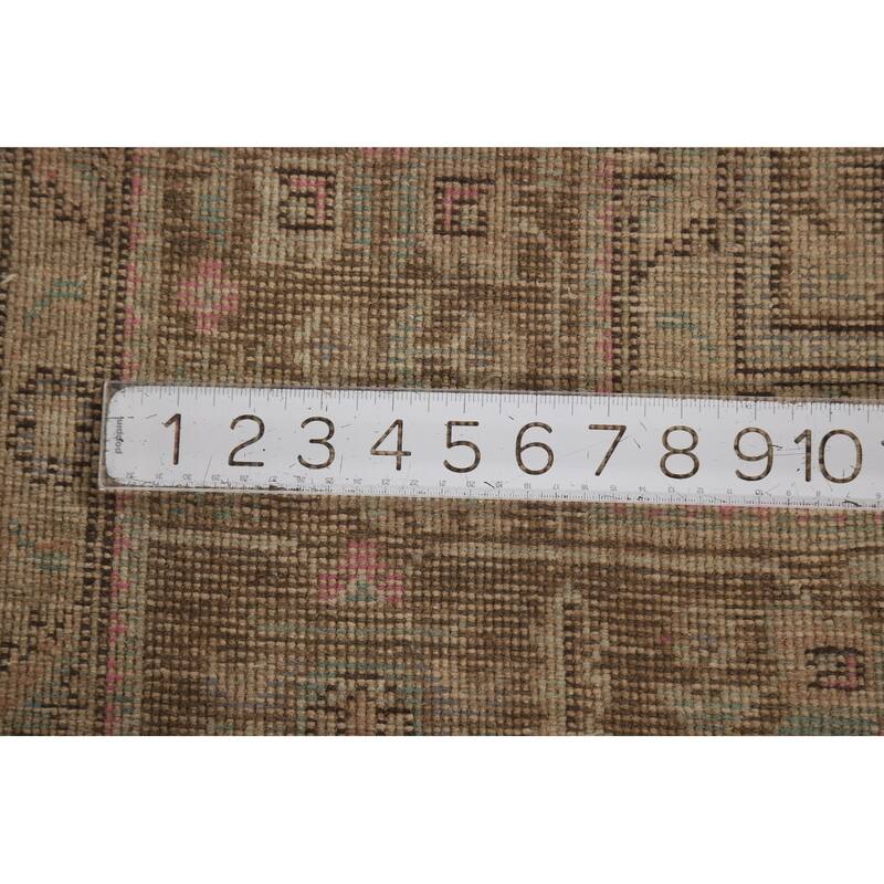 Brown Tabriz Persian Area Rug Hand-Knotted Geometric Wool Carpet - 6'5"x 9'8"
