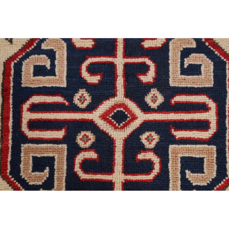 Oriental Beige Kazak Rug Handmade Traditional Wool Carpet - 6'9" x 9'9"