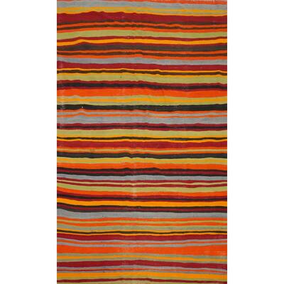Hand Woven Oriental 100% Wool Carpet Southwestern Geometric Multi-Colored Kilim Area Rug - 8' 4'' X 5' 5''