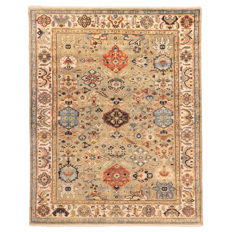 ECARPETGALLERY Hand-knotted Jules Sultane Sage Wool Rug - 7'11 x 9'11