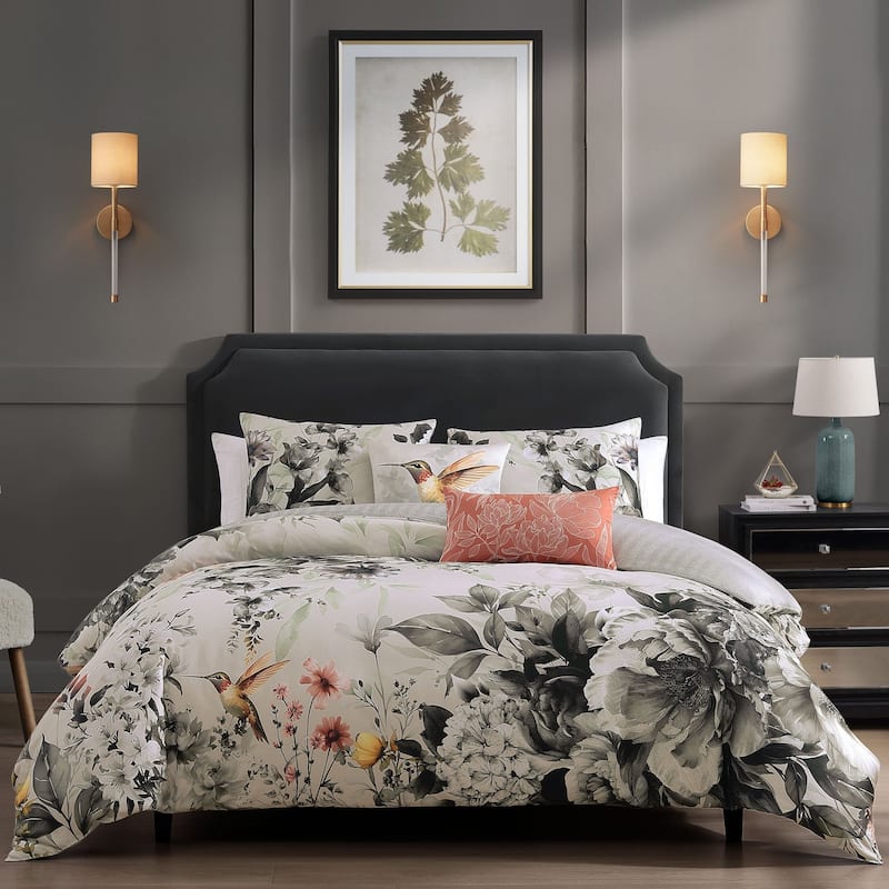 Bebejan Vintage Bloom 100% Cotton Sateen 5 Piece Reversible Comforter Set