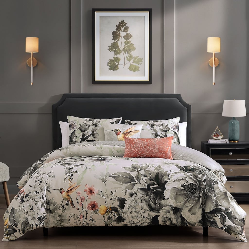 Bebejan Vintage Bloom 100% Cotton Sateen 5 Piece Reversible Comforter Set