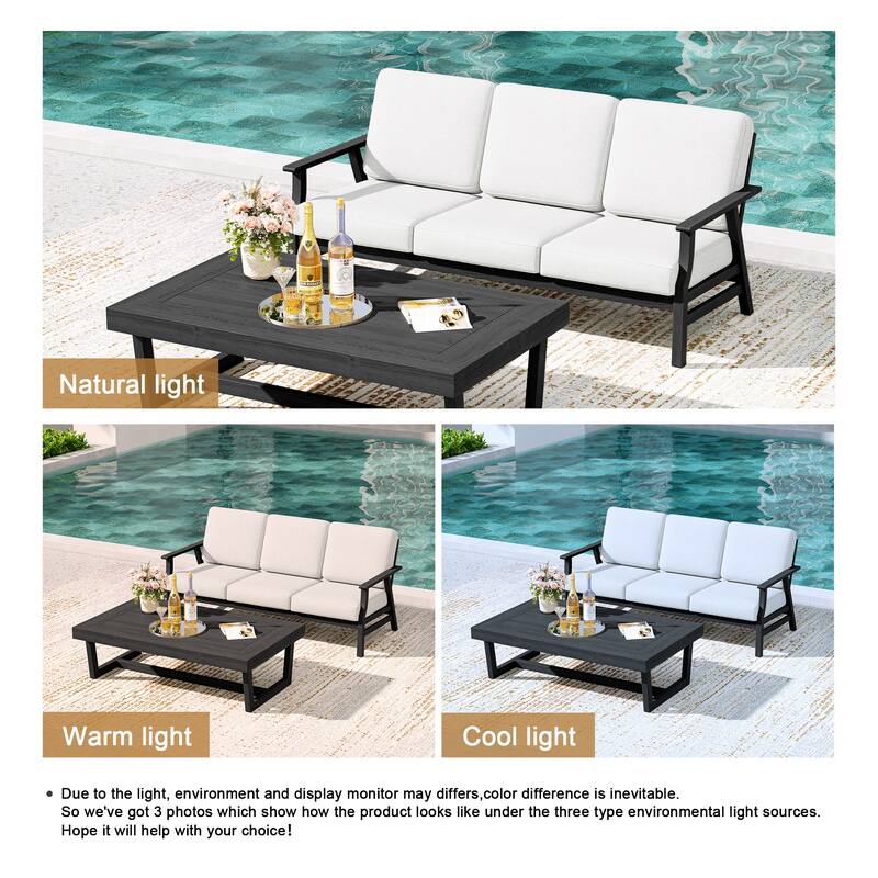2-Piece Teak Outdoor Sofa Set with Table