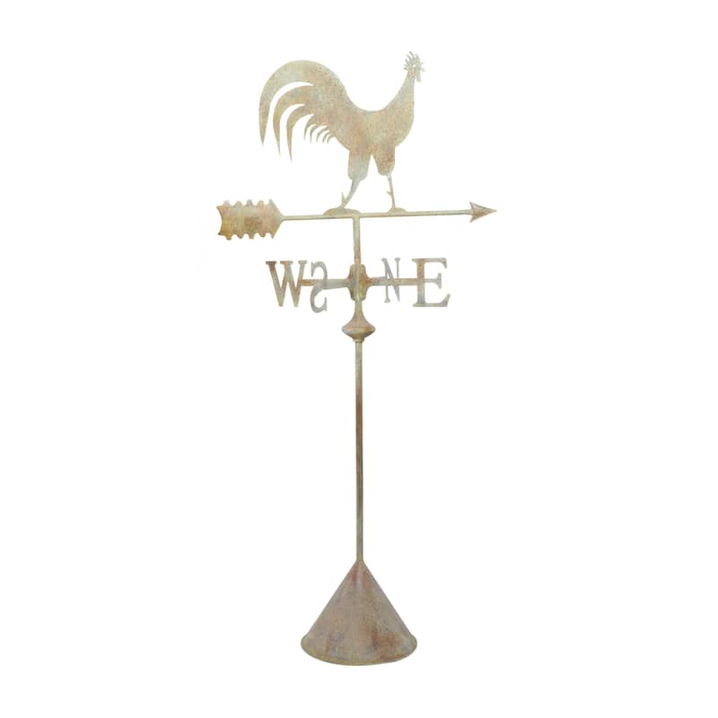 Metal Rooster Indoor Outdoor Weather Vane Garden Sculpture - White - Roche River Decor - White