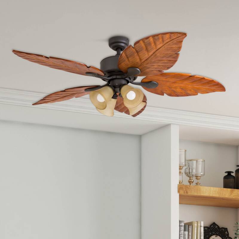 52" Prominence Home Bali Breeze Bronze Tropical LED Ceiling Fan with Light and Remote