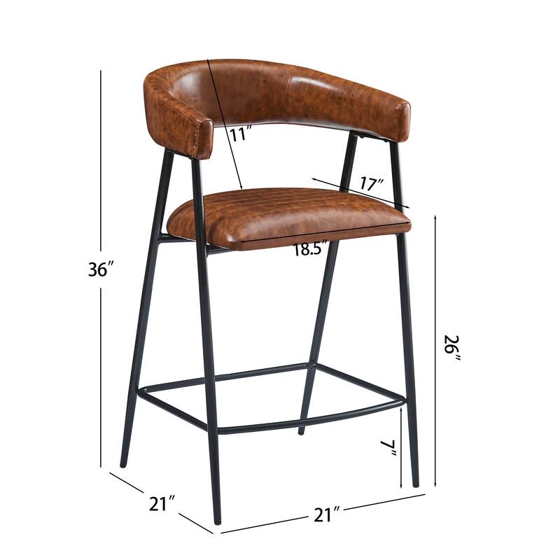 Verstia Modern Upholstered PU Leather Counter Stools, Iron Frame, Set of 2 by Christopher Knight Home