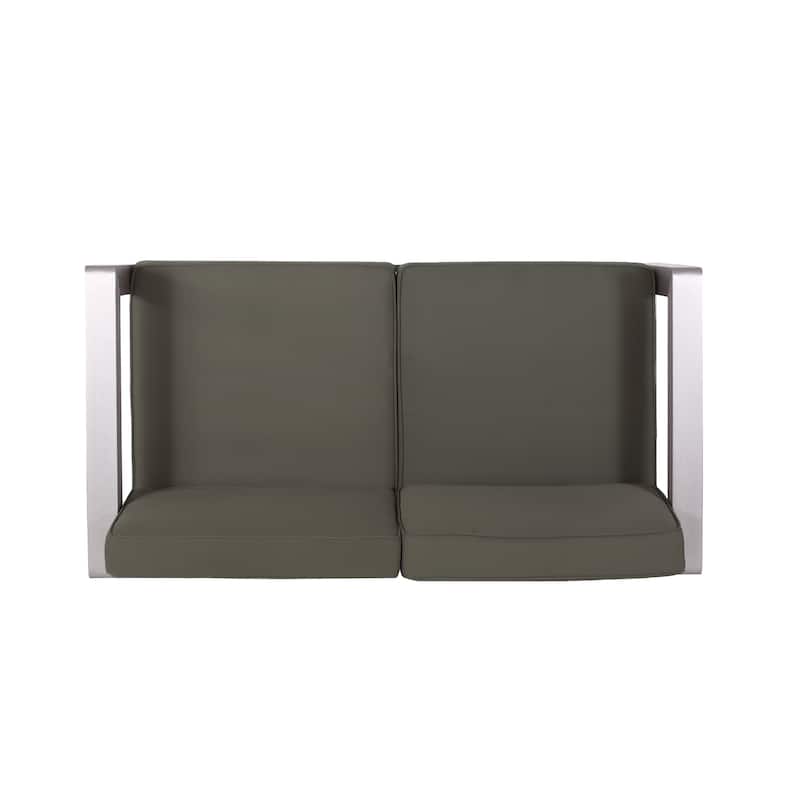 Aviara Outdoor Aluminum Loveseat with Cushions by Christopher Knight Home