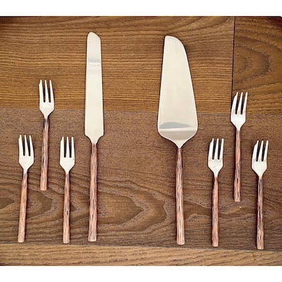INOX Vinear Round Antique Copper 8 Pcs. Cake Server Set.