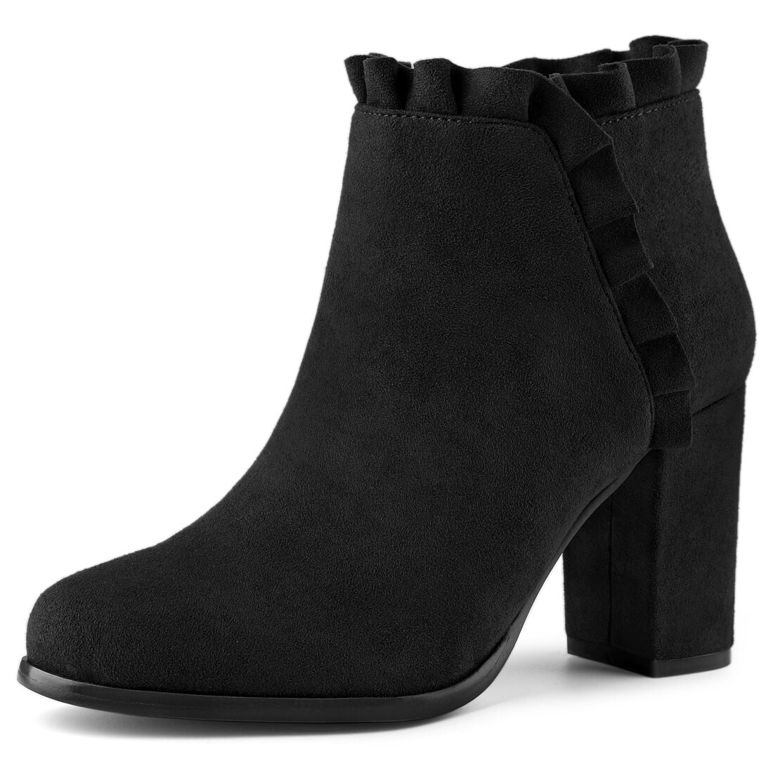 black ankle boot block heel