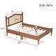 preview thumbnail 7 of 18, Wood Platform Bed with Natural Rattan Headboard, Minimalist Design for Bedroom