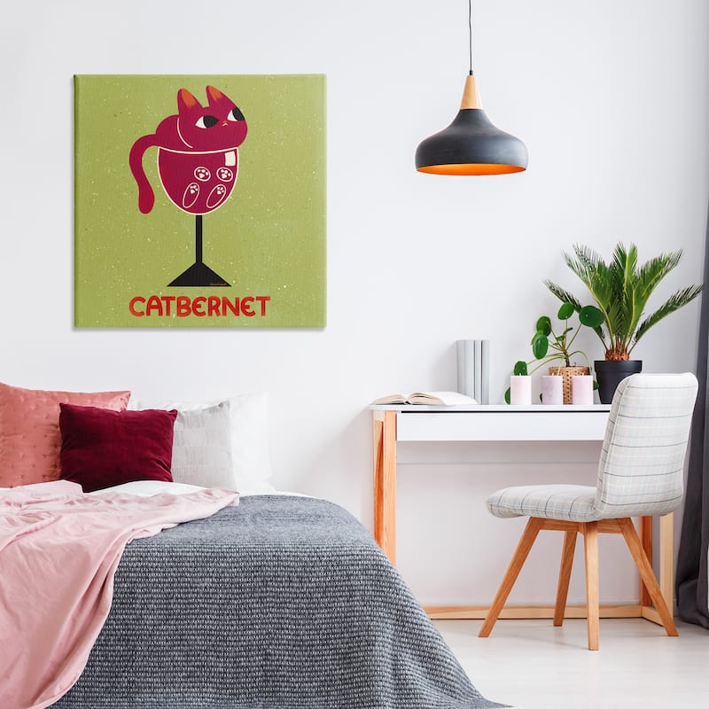 Stupell Catbernet Cat Wine Canvas Wall Art Design By Carrie Cantwell