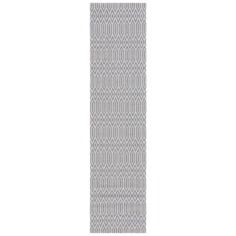 Martha Stewart by SAFAVIEH Annelene Cotton Rug - 2' x 8' Runner - Anthracite/Light Grey