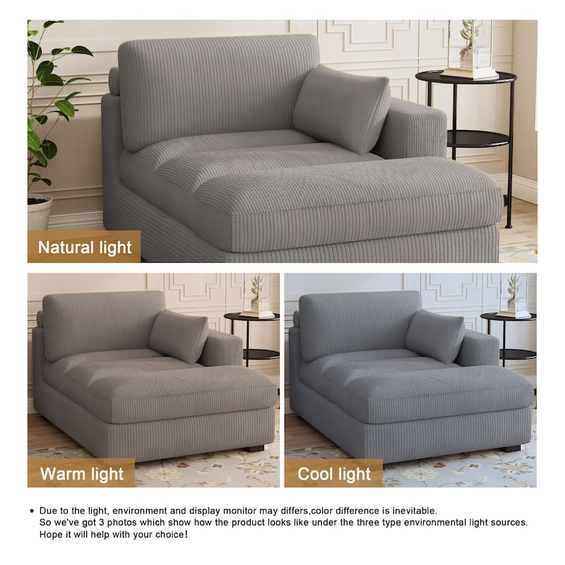 Modern Corduroy L-Shaped Sofa Chaise Lounge Couch